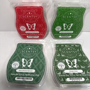 scentsy wax bars bundle WINTER HOLIDAY LOT X4 Sleigh Ride, Cranberry Candy Cane+